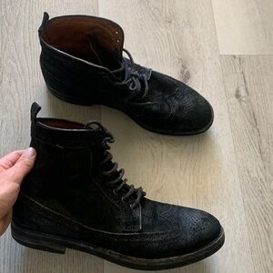 Antonio Maurizi lace-ups booties‎ suede wingtip made in Italy black distressed